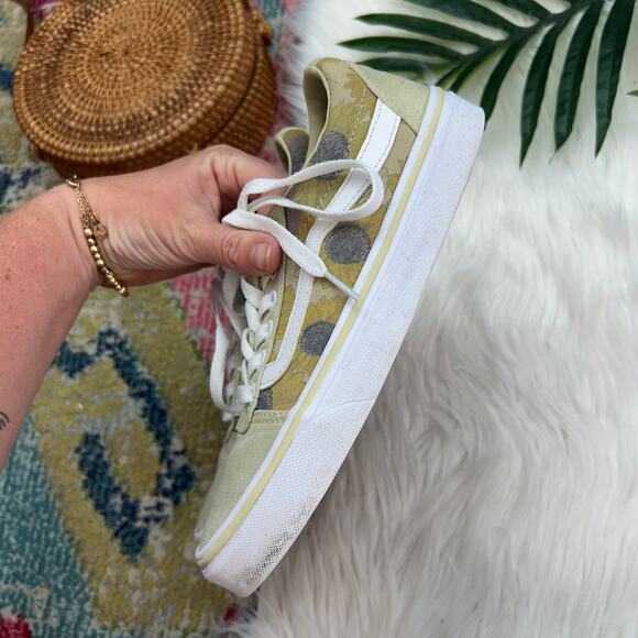 Vans Yellow / Green Lace Up Vintage Sunflower Floral Low Top Skater Sneaker 6 - Picture 5 of 10